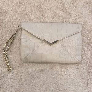 Cream Wristlet with Gold Chain Detail